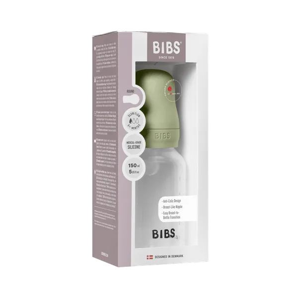 BIBS BPA-Free PPBaby Bottle Round Silicone 1 pack 150 ml Slow Flow Sage (Min. of 2 PK , multiples of 2 PK)