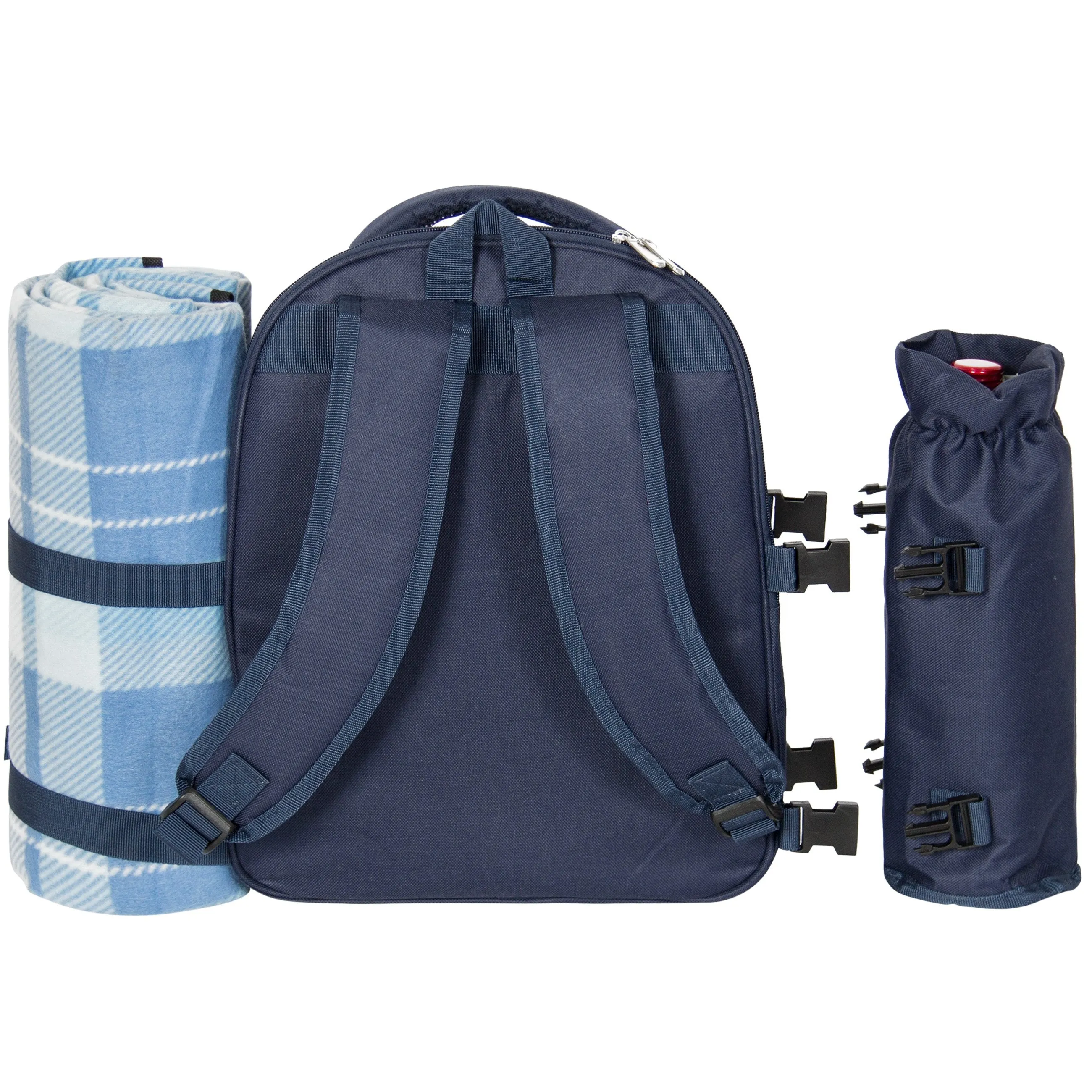 Big-value deals Bag w/ Glasses Plates, Set 4-Person Positive testimonials Picnic Flatware, Blanket, Insulated