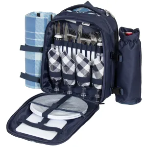 Big-value deals Bag w/ Glasses Plates, Set 4-Person Positive testimonials Picnic Flatware, Blanket, Insulated