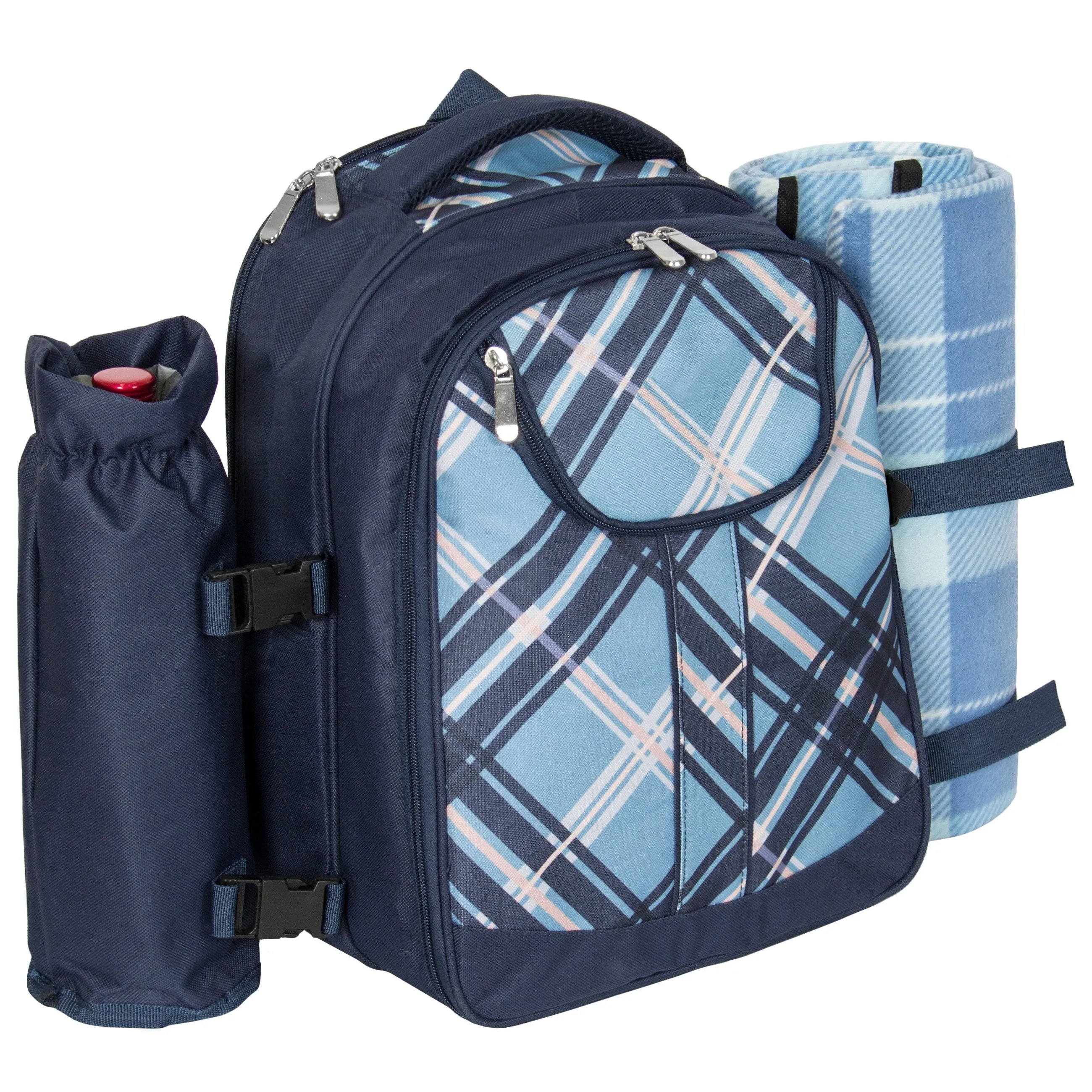 Big-value deals Bag w/ Glasses Plates, Set 4-Person Positive testimonials Picnic Flatware, Blanket, Insulated