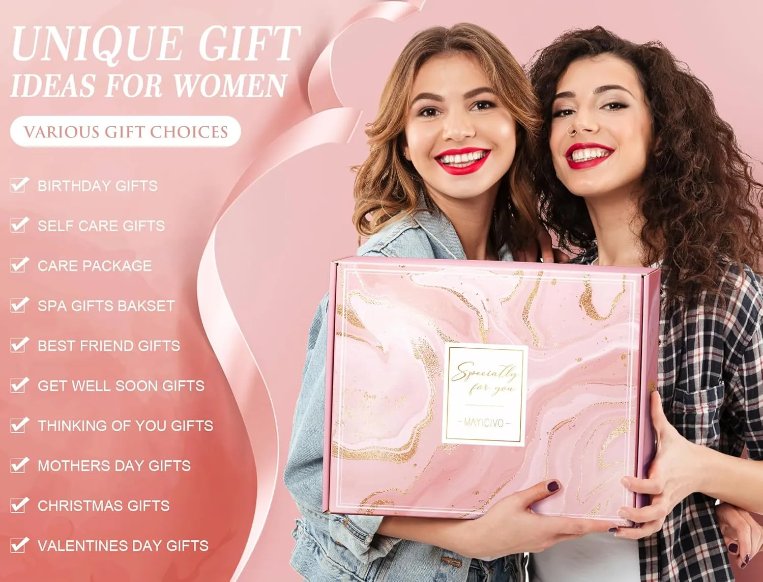 Birthday Gifts for Women Self Care Gifts Get Well Soon Gifts, Rose Relaxing Spa Gifts Basket Care Package w/ Luxury Flannel Blanket, Unique Mothers Day Gifts for Mom Her Friend Sister Wife Grandma