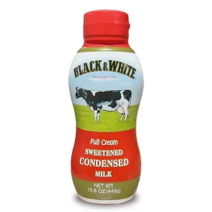 Black and White Brand Full Cream Sweetened Condensed Milk Squeeze Bottle 15.8oz(Pack of 6)