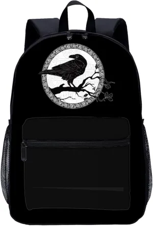 Black Crow Laptop Backpack Lightweight 17 Inch Travel Daypack Shoulder Bag for Men Women