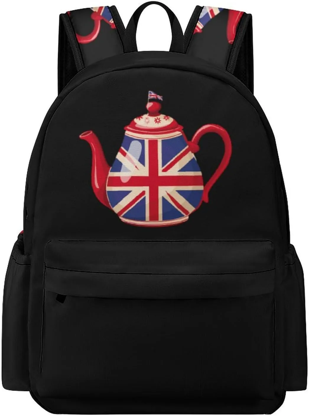 British Tea UK Teapot Union Jack Flag Travel Backpack 16.5 Inch Lightweight Laptop Bag Daypack for Men Women