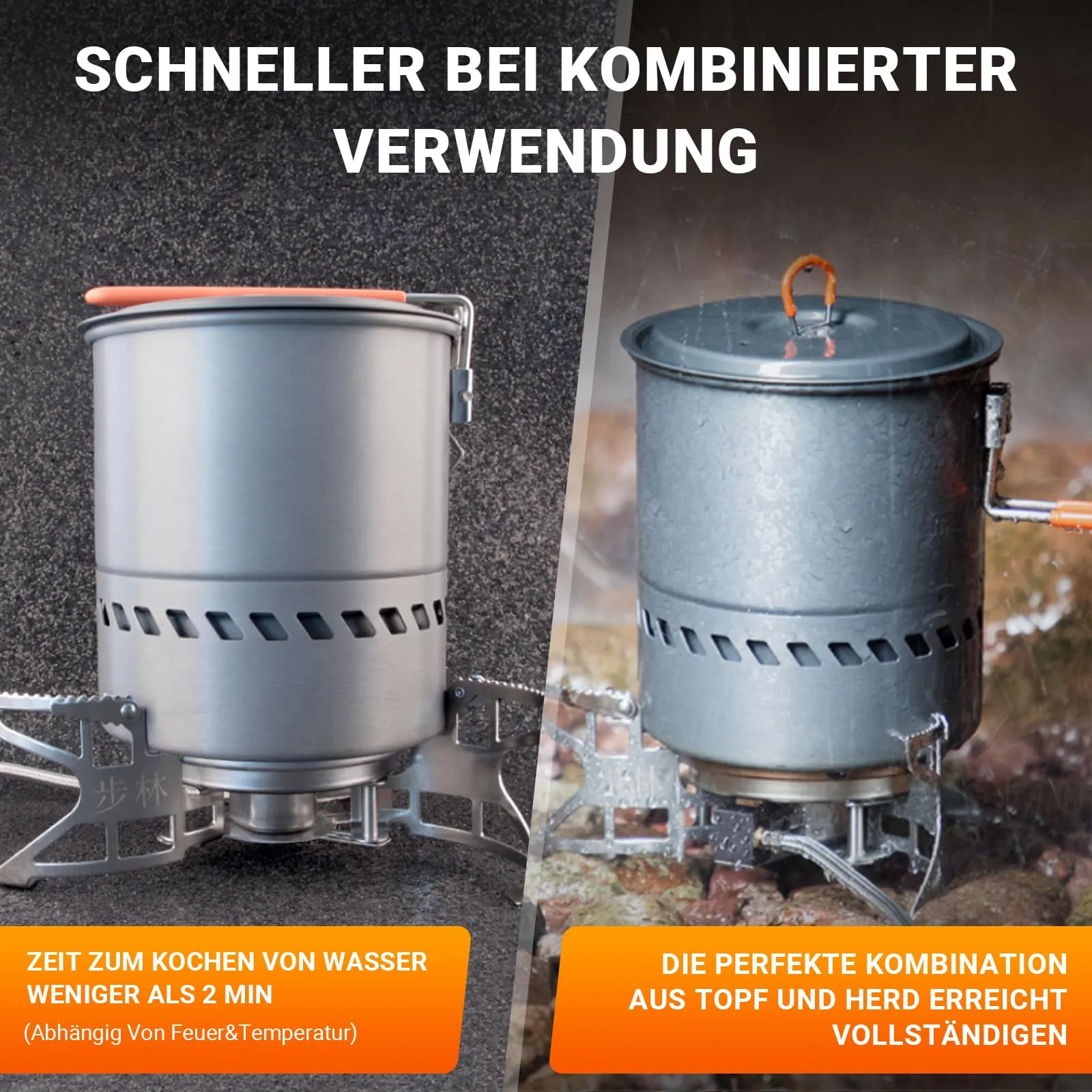 BULIN Camping Cooking Pot with Heat Exchanger 1.5L & Burner Camping Gas Stove