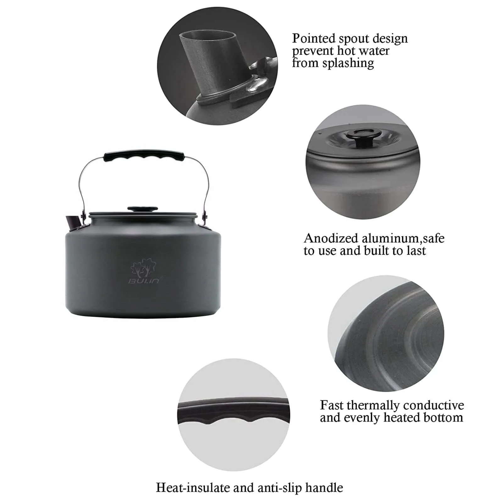 BULIN Camping Kettle 2.2L & Burner Backpacking Stove Bundle