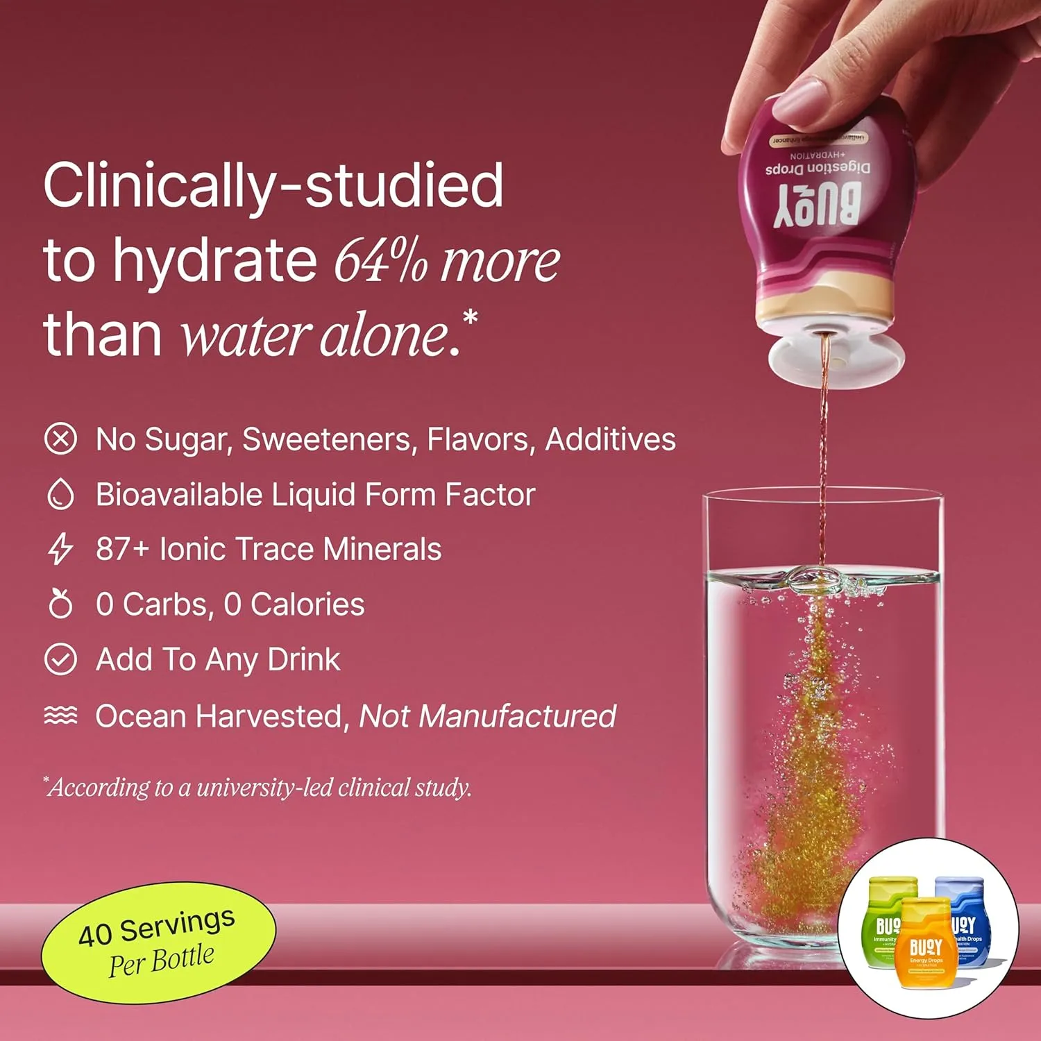 Buoy Electrolyte Drops Variety Pack Digestion   Brain   Energy   Immunity | 160 Servings | No Sugar, No Sweeteners | Dietitian Recommended | Trace Minerals | Purposefully Unflavored | Add to Any Drink