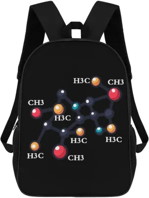 Caffeine Molecule Coffee Travel Laptop Backpack 17 Inch Lightweight Computer Bag Daypack for Men Women