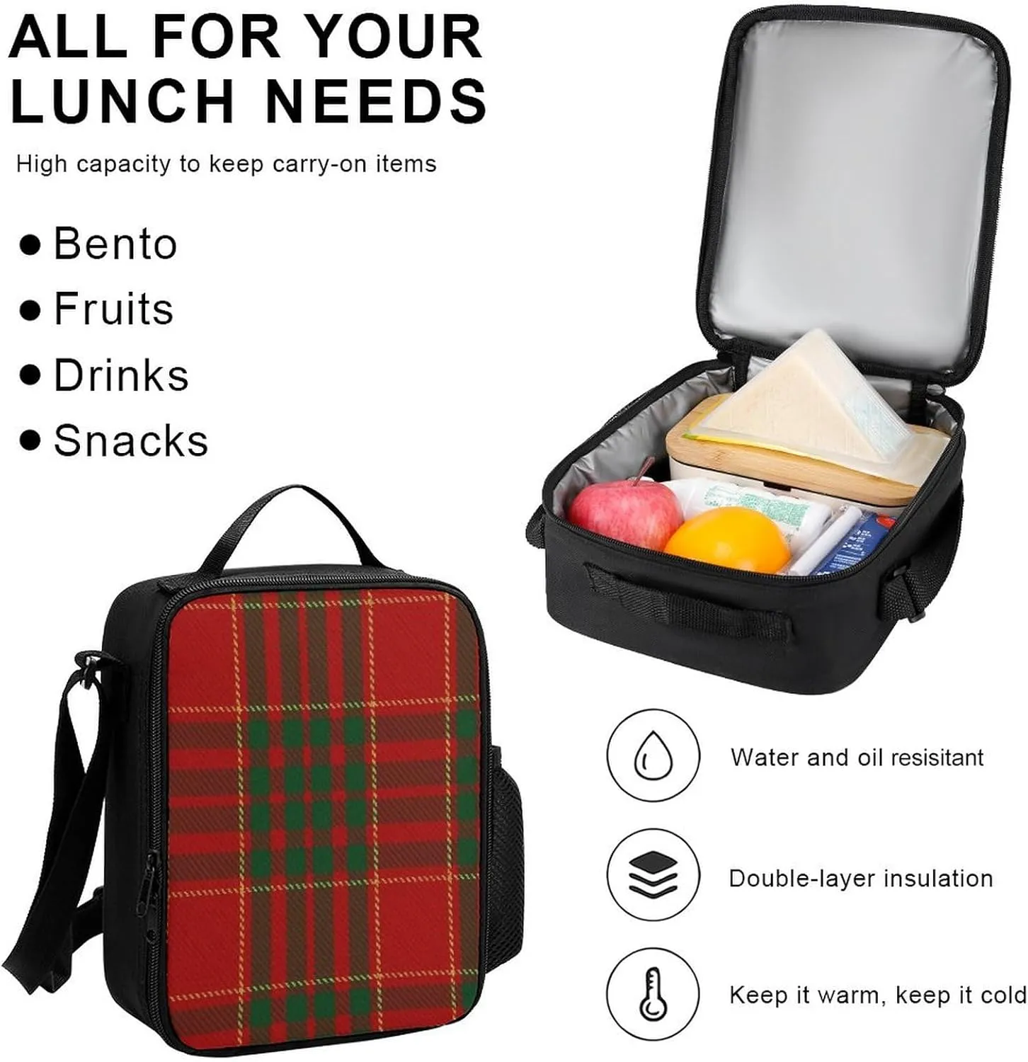Cameron Clan Tartan Lightweight Pocket Backpack Crossbody Lunch Bag Set Unisex