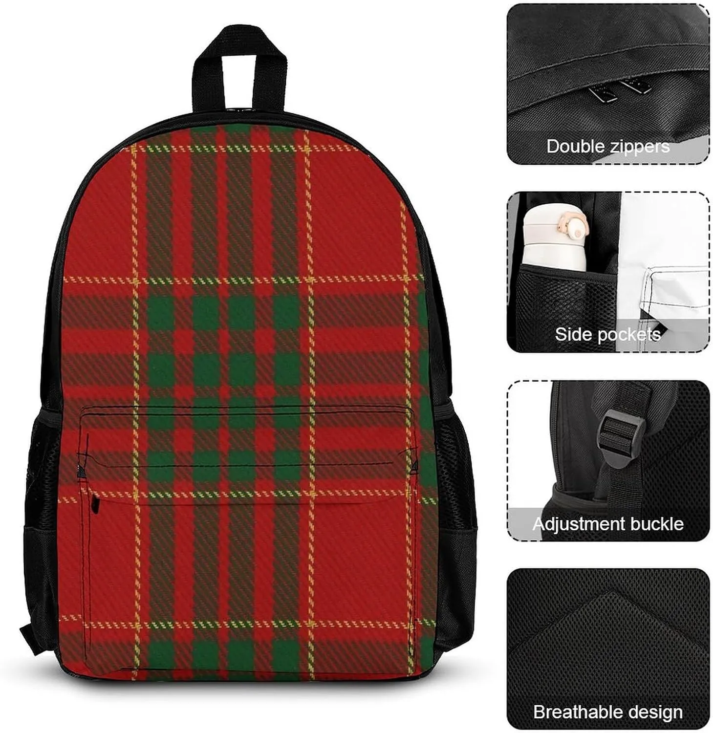 Cameron Clan Tartan Lightweight Pocket Backpack Crossbody Lunch Bag Set Unisex