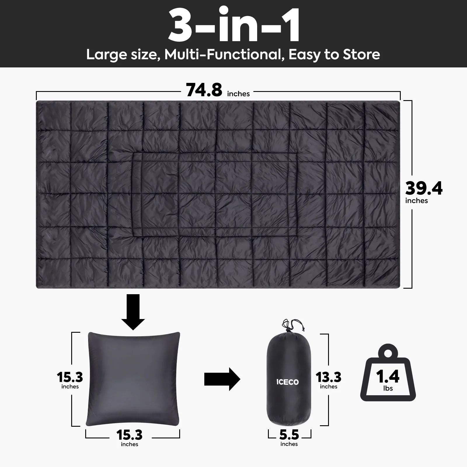 Camping Blanket, Sustainable Insulated Outdoor Blanket | ICECO