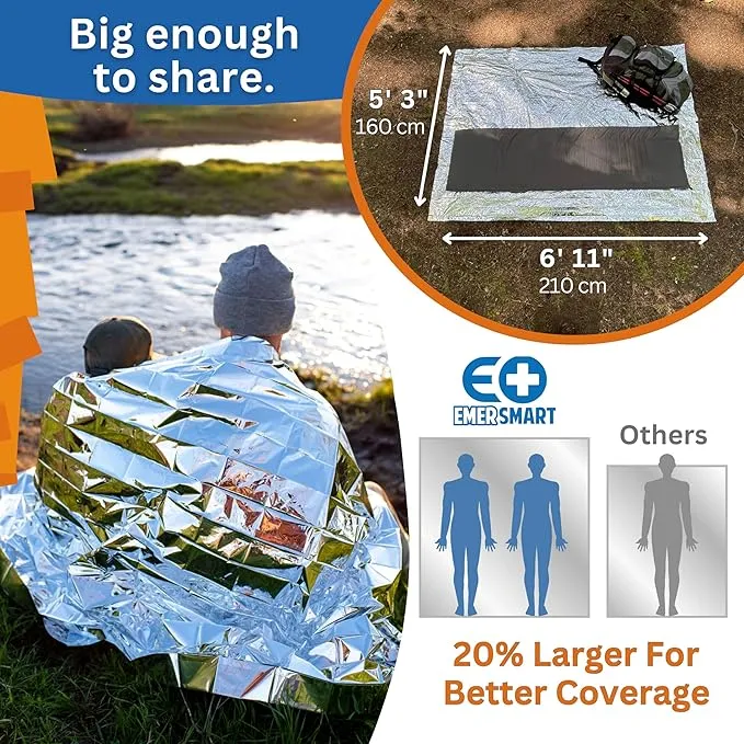 Camping Emergency Blanket for Survival with Repair Patches [4 Pack] - Emergency Mylar Thermal Blanket for Winter - Mylar Space Blanket Survival Blanket Extreme Cold - Emergency Mylar Blanket Bulk