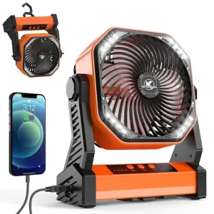 Camping Fan w/ LED Lantern,20000mAh Rechargeable Battery Operated Outdoor Tent Fan