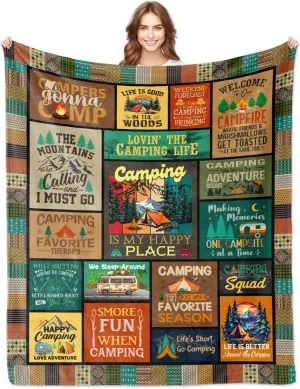 Camping Gifts for Women, Camping Blanket 60"X50", Camping Gifts for Men, Camper Gift for Woman Lovers Girls Boys Kids, Camper Gift Ideas for Birthday Christmas
