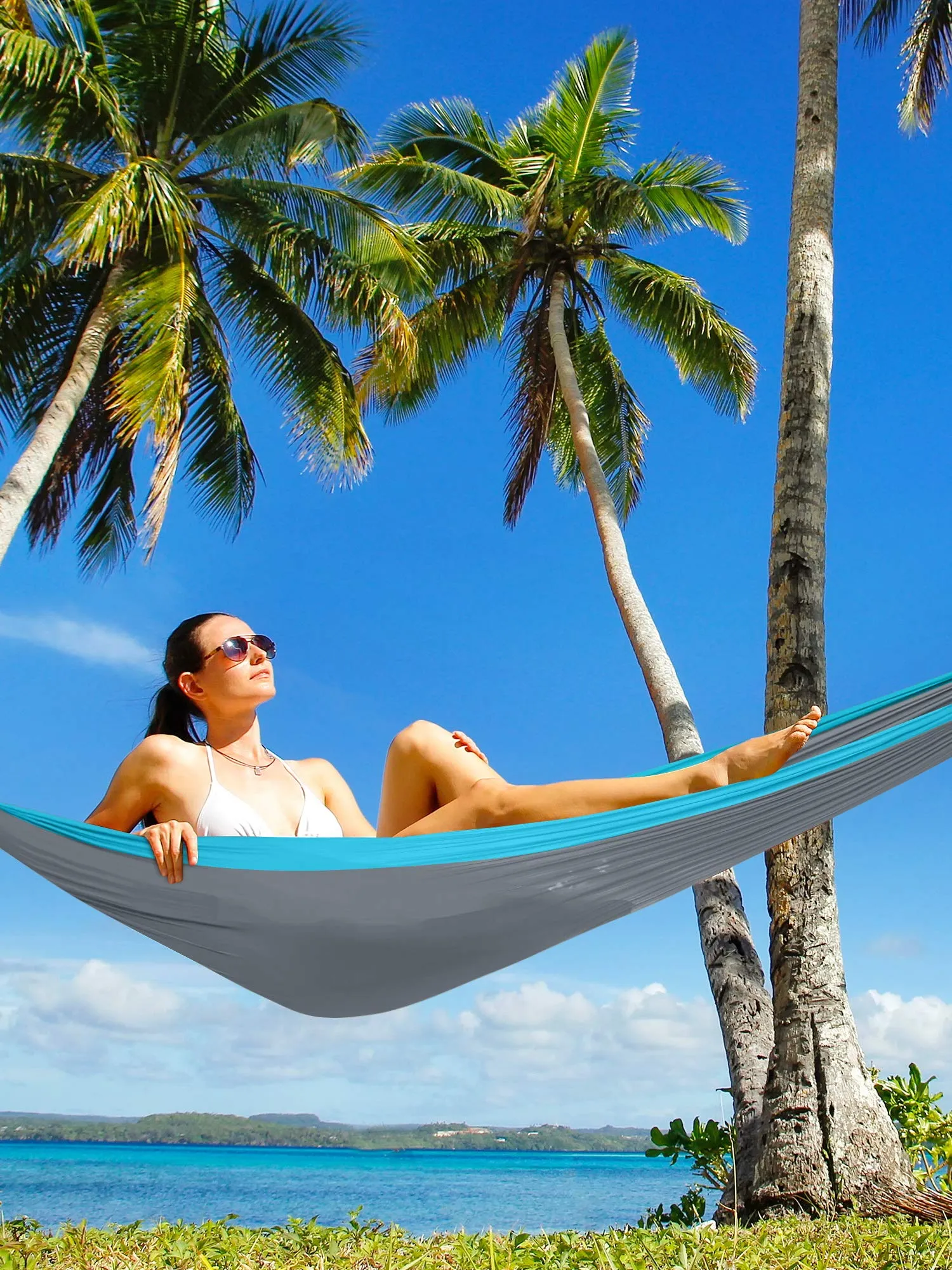 Camping Hammock - Gray & Sky Blue