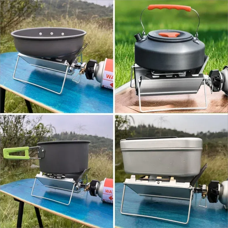 Camping Portable Cassette Gas Stove Mini Windproof Foldable Backpacking Tourist Gas Burner Stove Outdoor Kitchen Picnic Cooking
