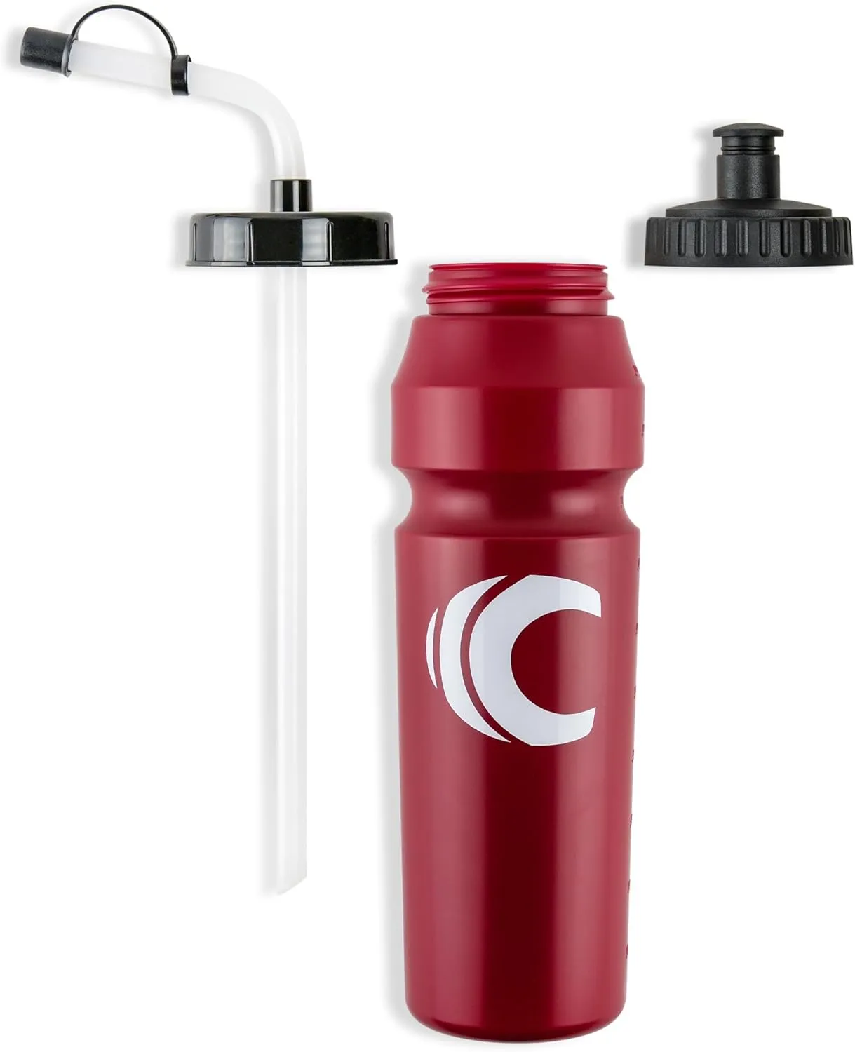 Cannon Sports 1 Liter Sports Water Bottle, BPA-Free, 34 Oz Capacity, Large Mouth, 2 lids (Straw and Squeeze), Great For Helmet Sports Such As Hockey, Lacrosse, Football, Boxing (6 Pack) (Burgundy)