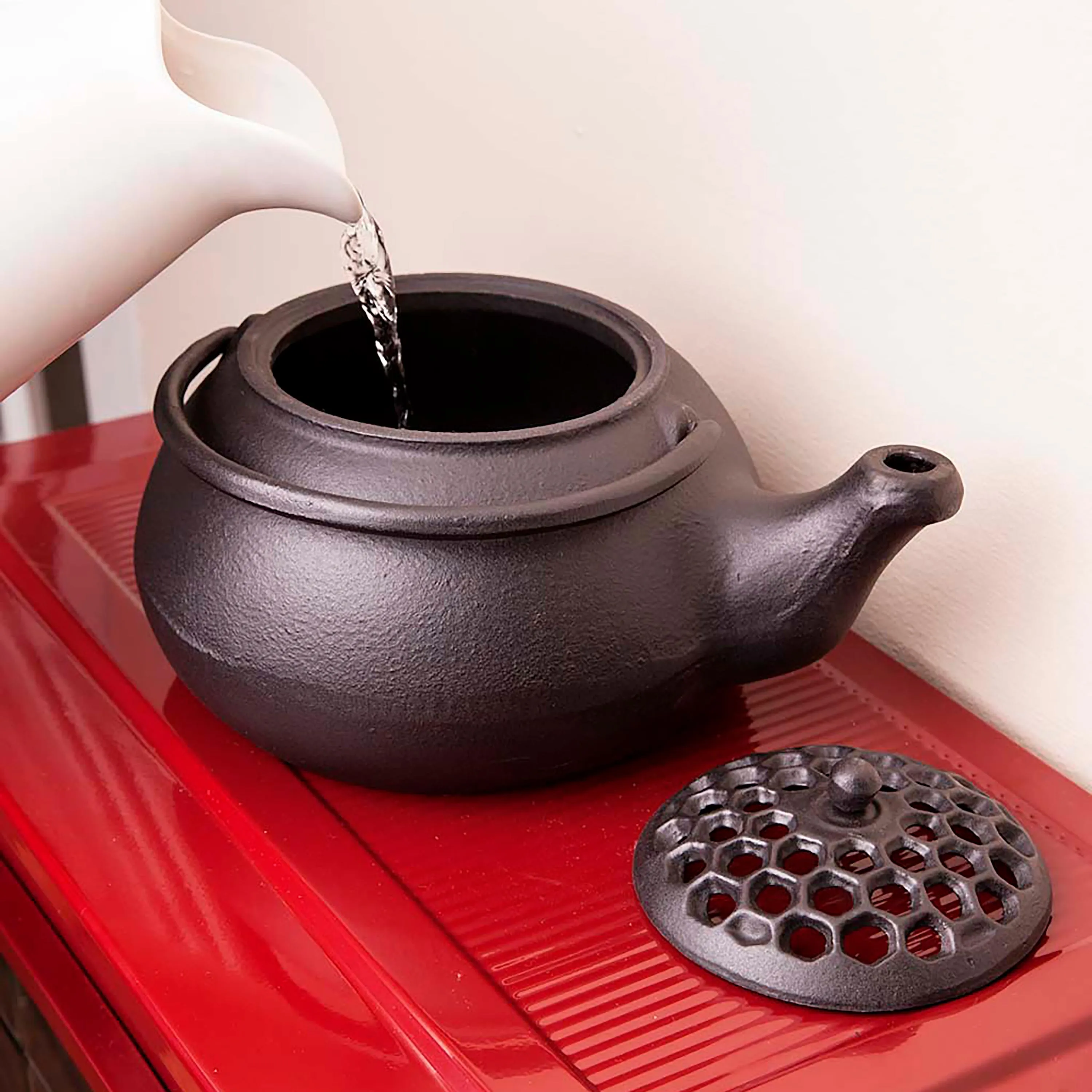 Cast Iron Wood Stove Kettle Steamer with Lattice Design