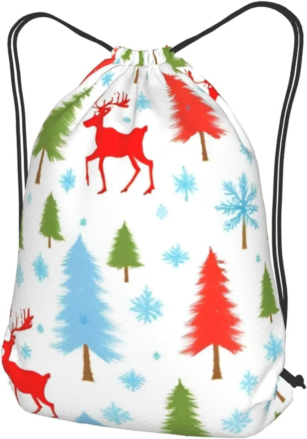 Christmas Holiday Drawstring Cinch Backpack Polyester Sack Pack String Bag For Hiking Camping Adventure