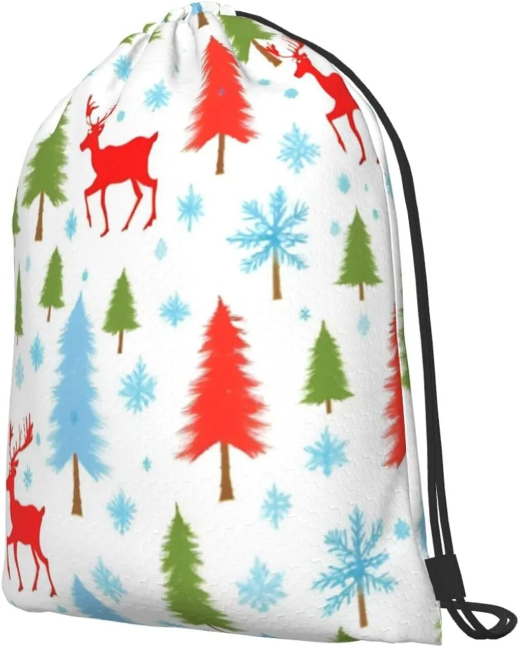 Christmas Holiday Drawstring Cinch Backpack Polyester Sack Pack String Bag For Hiking Camping Adventure