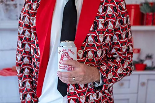 Christmas Stocking Stuffer for Men Santa Beer Can Cooler Party Favor Gift (4 Can Coolers)