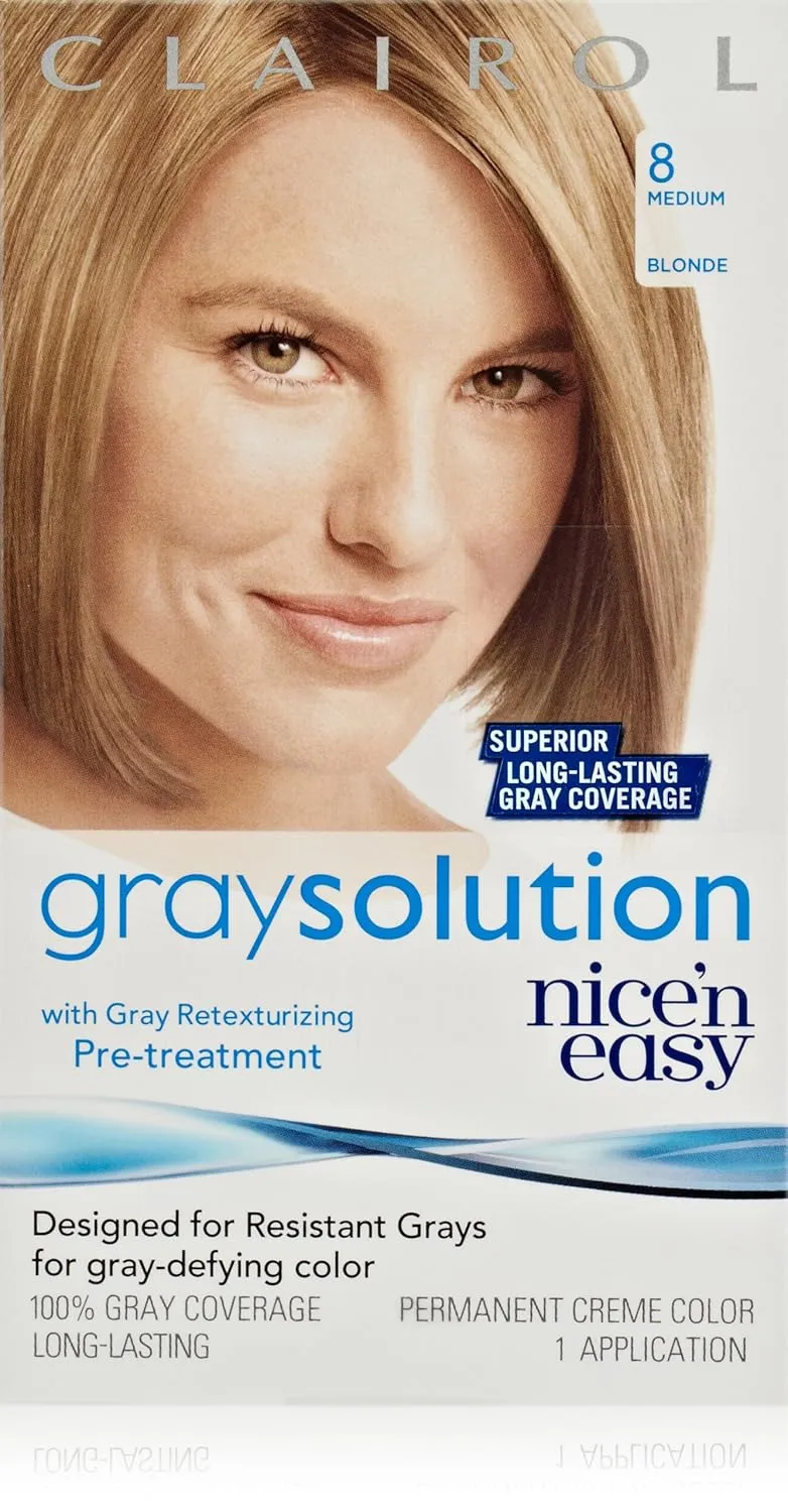 Clairol Gray Solution By Nice 'N Easy Hair Color 008 Medium Blonde 1 Kit (Pack of 3)