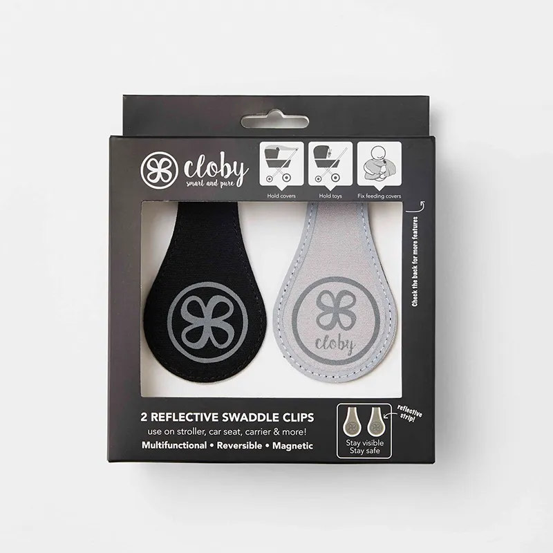 Cloby reflective magnetic clips set of 2 black/grey