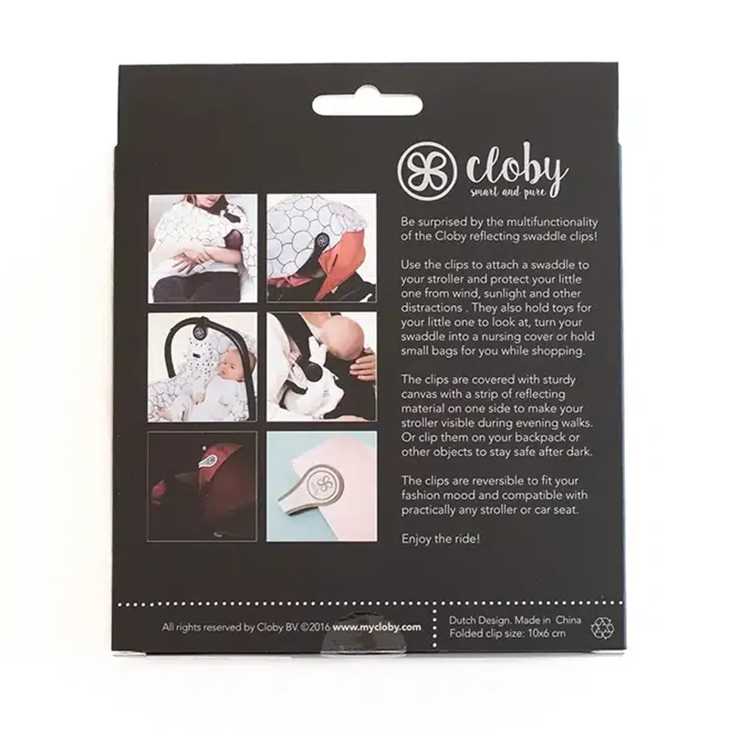 Cloby reflective magnetic clips set of 2 black/grey