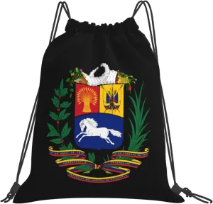 Coat of arms of Venezuela Drawstring Backpack Bag Sport Gym Sackpack for Men Women