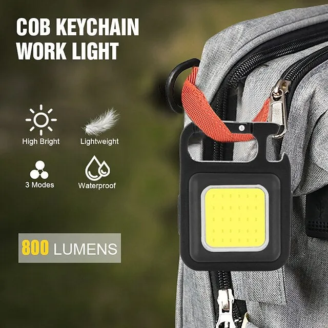 COB Portable Floodlight LED Keychain Flashlight Mini Rechargeable Powerful Lantern Night Light for Outdoor Lighting Camping Lamp