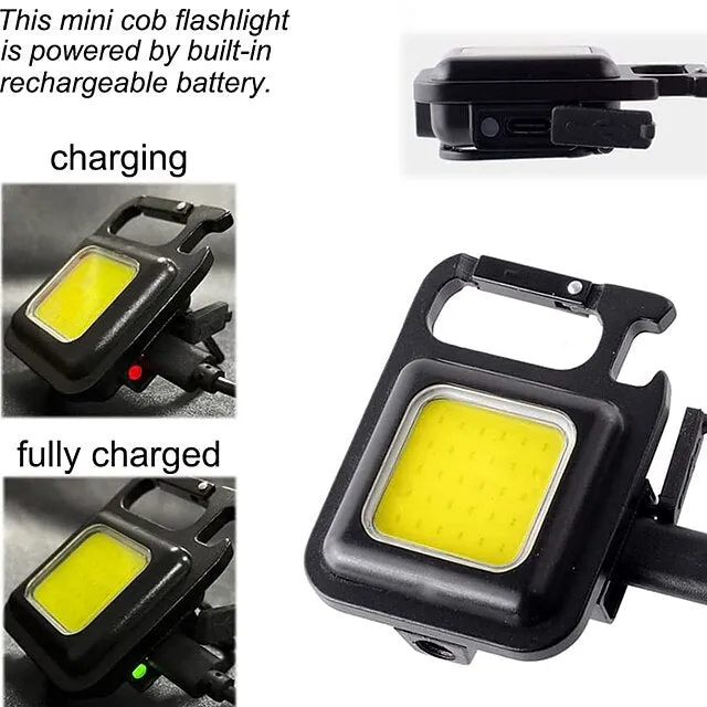 COB Portable Floodlight LED Keychain Flashlight Mini Rechargeable Powerful Lantern Night Light for Outdoor Lighting Camping Lamp