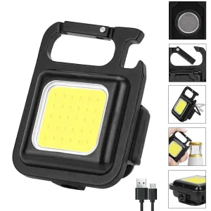 COB Portable Floodlight LED Keychain Flashlight Mini Rechargeable Powerful Lantern Night Light for Outdoor Lighting Camping Lamp