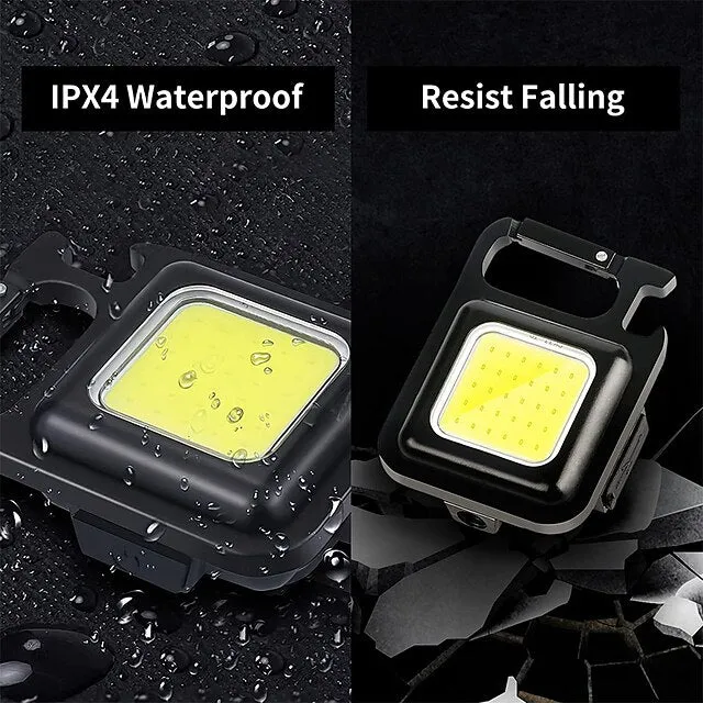 COB Portable Floodlight LED Keychain Flashlight Mini Rechargeable Powerful Lantern Night Light for Outdoor Lighting Camping Lamp