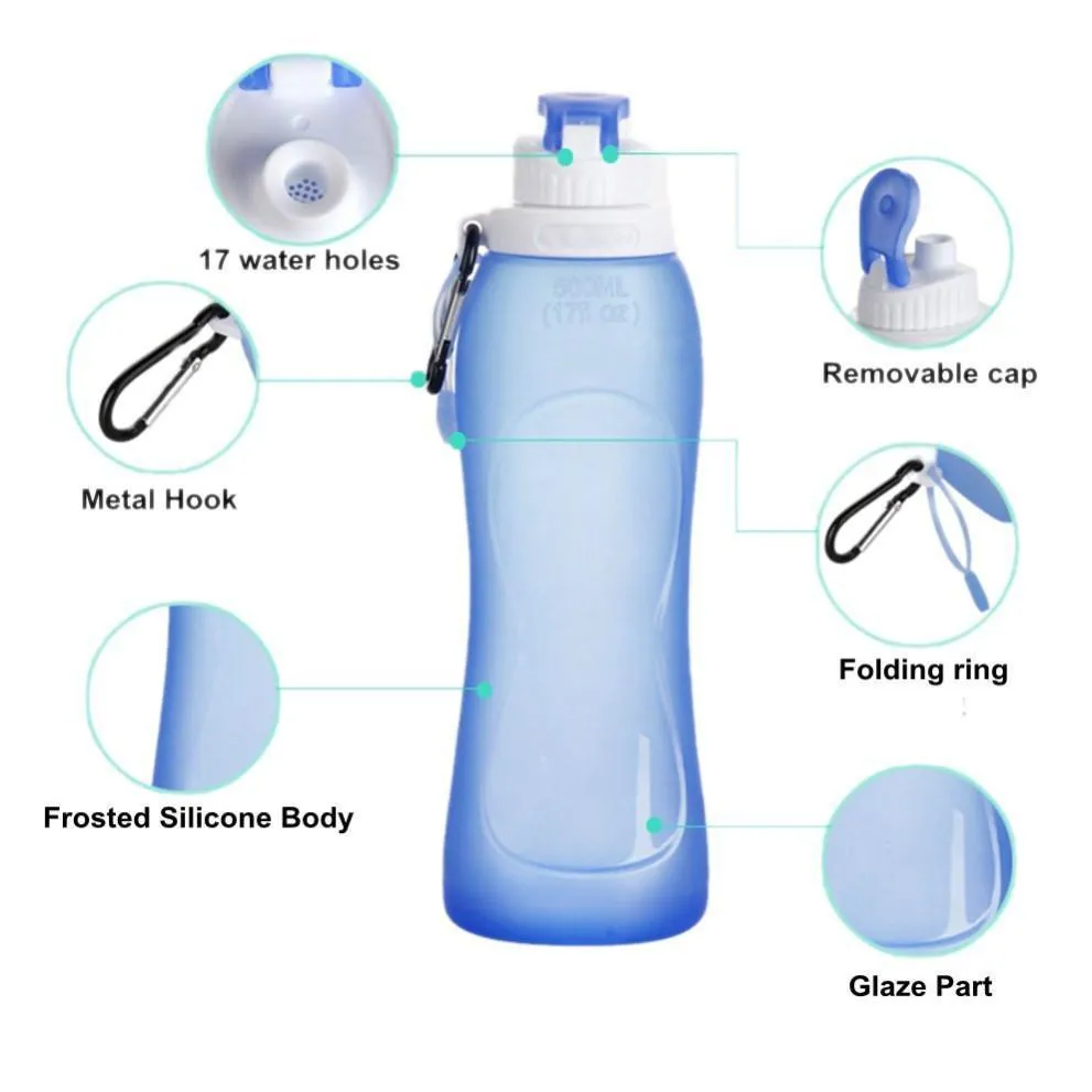 Collapsible Silicone Sports Water Bottle