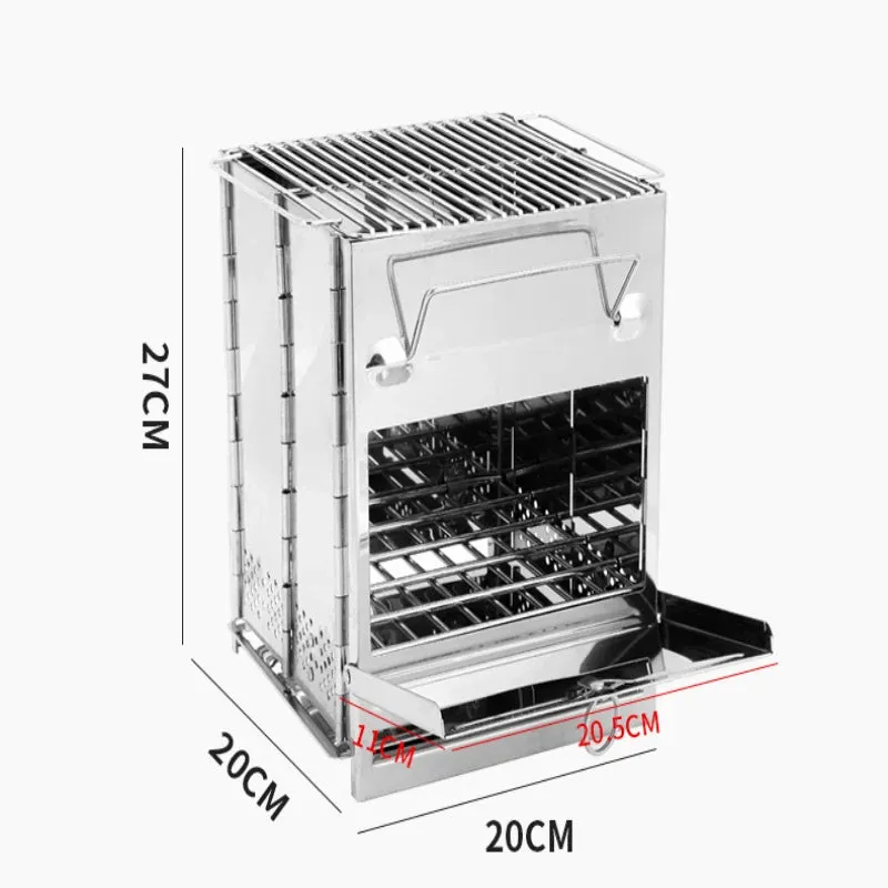 Collapsible Stainless Steel Wood Burning Rocket Stove with Grill