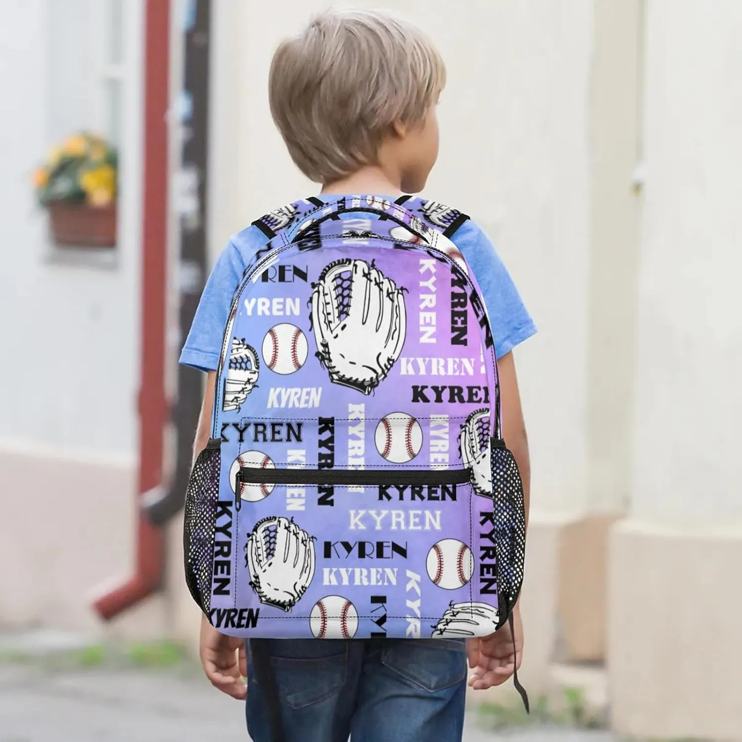 Custom Baseball Backpack for Men Women, Personalized Name Laptop Backpack, Sports Bag Lightweight Daypack for Travel Camping, Colorful