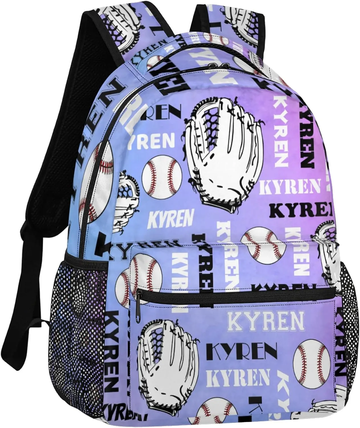 Custom Baseball Backpack for Men Women, Personalized Name Laptop Backpack, Sports Bag Lightweight Daypack for Travel Camping, Colorful