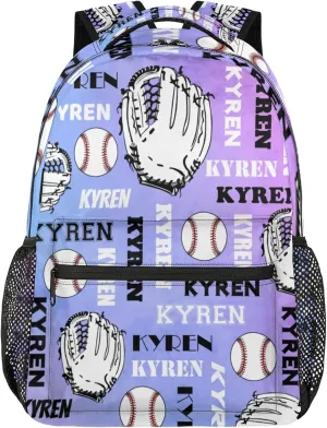 Custom Baseball Backpack for Men Women, Personalized Name Laptop Backpack, Sports Bag Lightweight Daypack for Travel Camping, Colorful