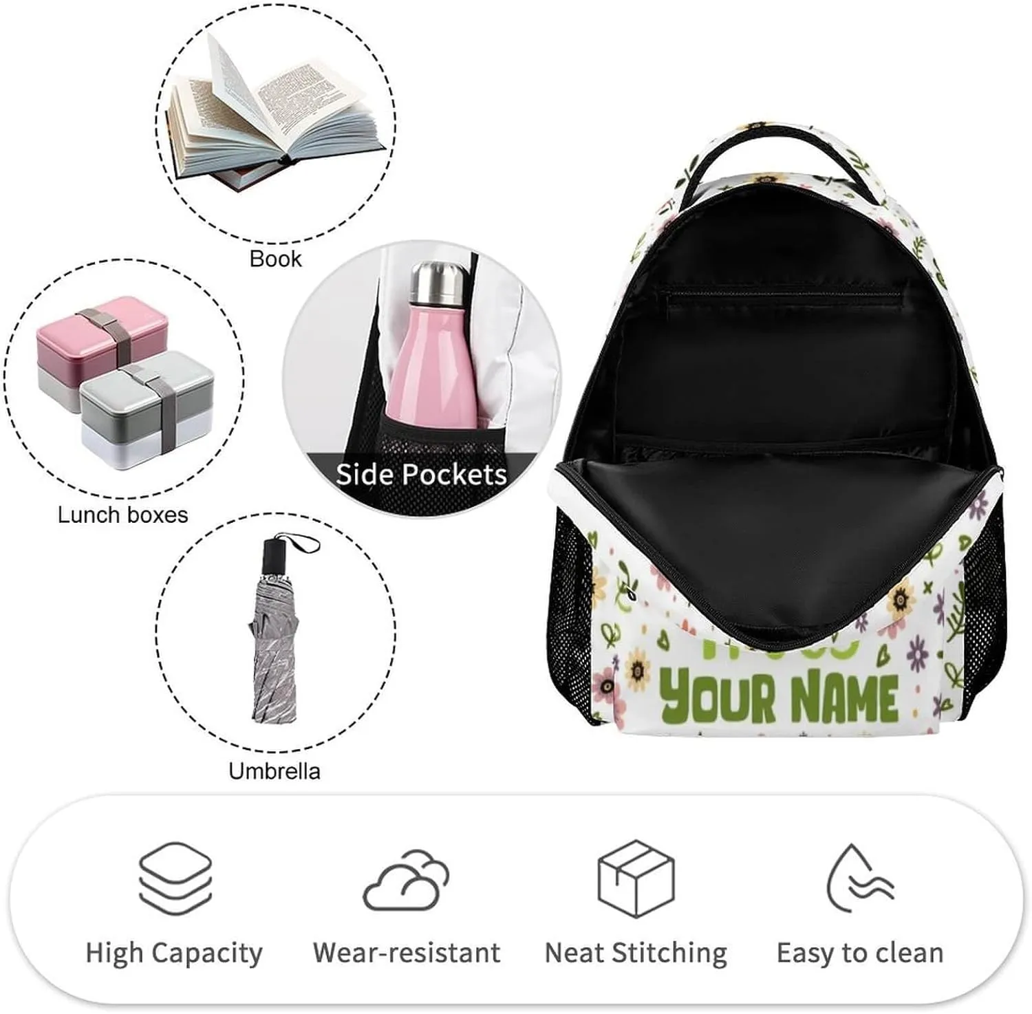 Custom Frog School Backpack for Kids Girls Boys, 16 Inch Cute Frogs Themed Bookbag, Personalized School Backpack for Students Children, Lightweight, Large Capacity