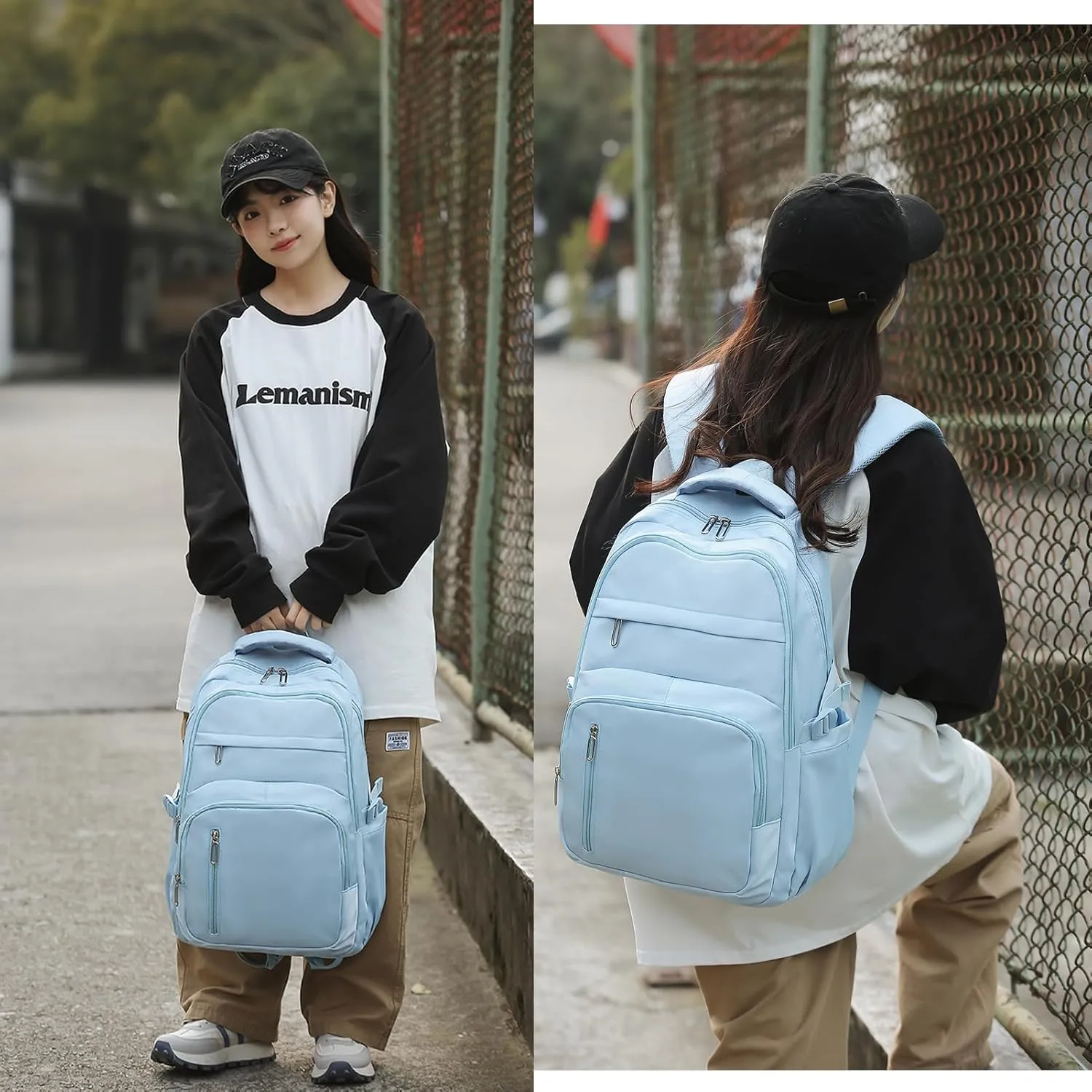 Cute School Backpack for Women Men Casual Travel Laptop Backpack Aesthetic Lightweight College Bookbags for Kids(Blue)