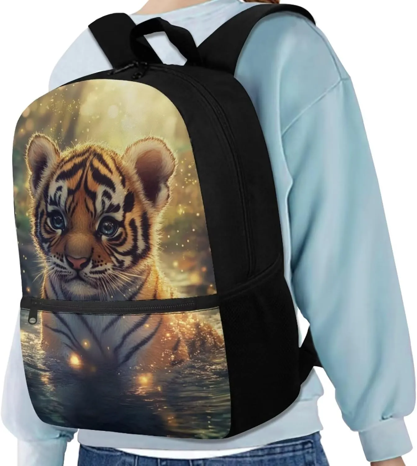 Cute Tiger Backpack for Boys 8-9 Preschool BookBags for 6th Grade Girls with Front Pockets Lightweight & Large Capacity Schoolbags for Students Daily Use or Travel