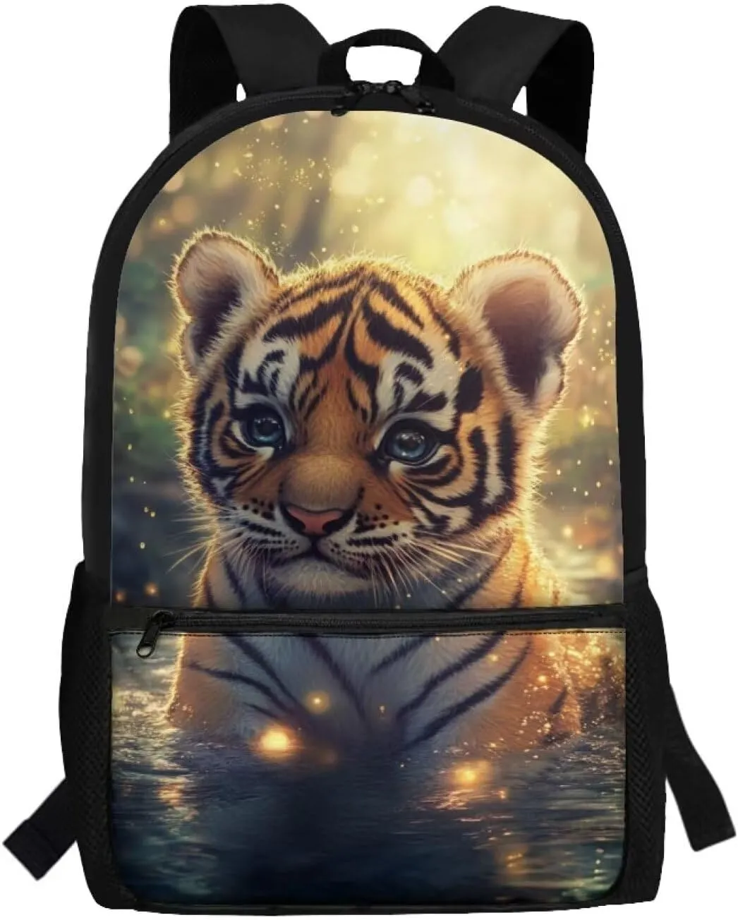 Cute Tiger Backpack for Boys 8-9 Preschool BookBags for 6th Grade Girls with Front Pockets Lightweight & Large Capacity Schoolbags for Students Daily Use or Travel