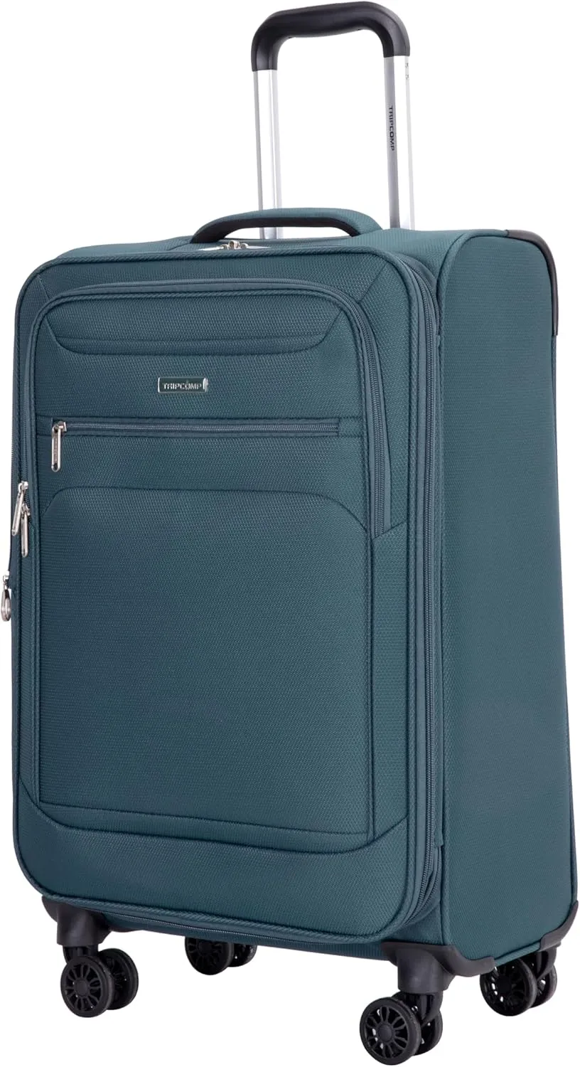 DEINPPA 5-Piece Set (18/23/27/Travelbag/toiletry bag),Softshell Suitcase Spinner Wheels Terylene Polyester Luggage Sets Carry On Suitcase Luggage Lightweight Durable Suitcase DARK GREEN