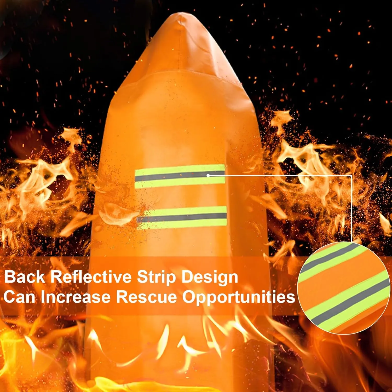DIBBATU Fireproof Cloak, Fire Escape Cloak, Extra Big Fireproof Fiber Cape, Emergency Used as A Fire Blanket, Head Protection Fire Escape kit for Household, Office Home (Orange, 72 * 70in)