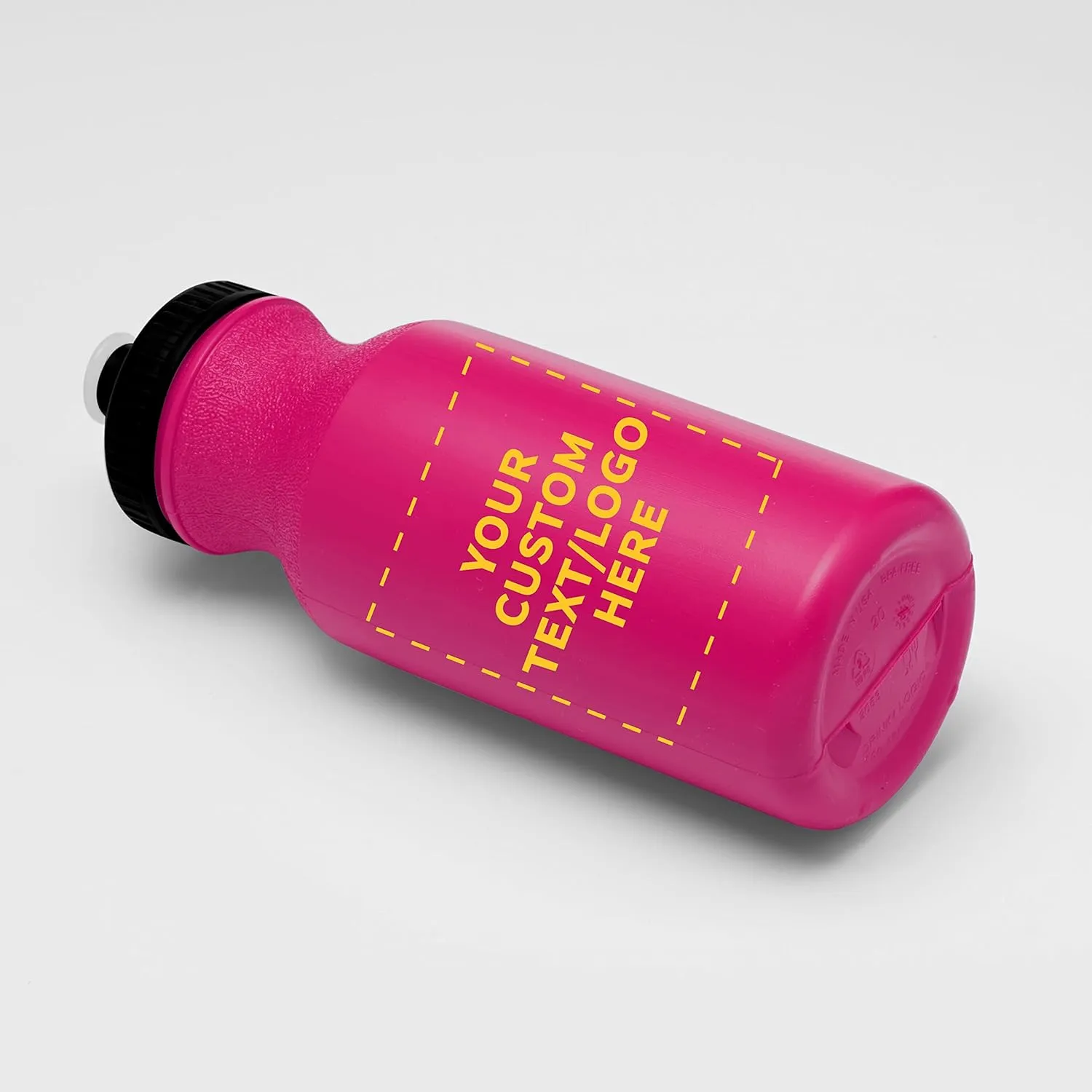 DISCOUNT PROMOS Custom 20 oz. Water Bottles with Push Cap Set of 10, Personalized Bulk Pack - Perfect for Gym, Hiking, Camping, Outdoor Sports - Neon Pink