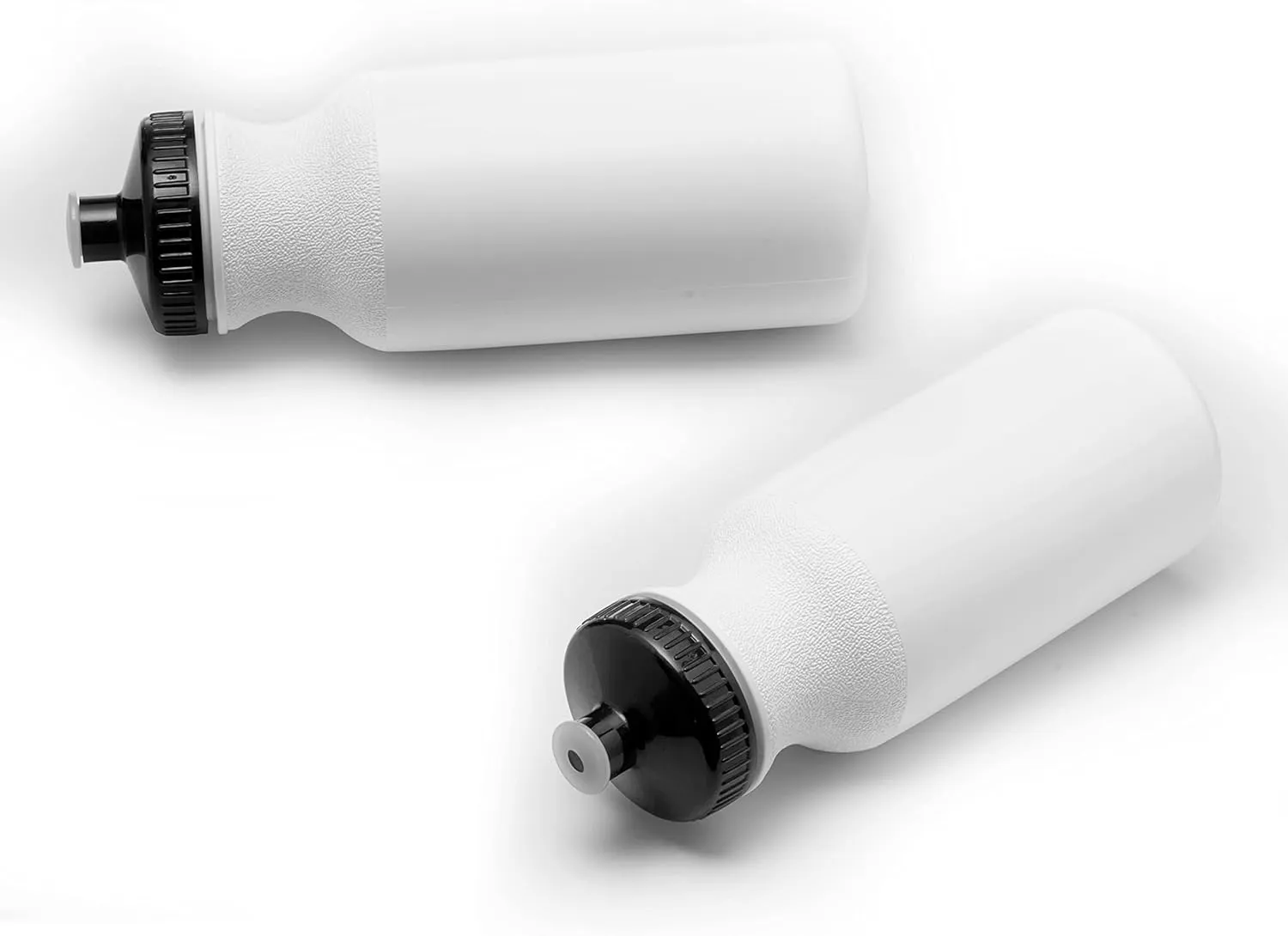 DISCOUNT PROMOS White Water Bottles with Push Cap, 10 pack, 20 oz, Reusable BPA FREE Squeezable Bottles in Bulk, White Black