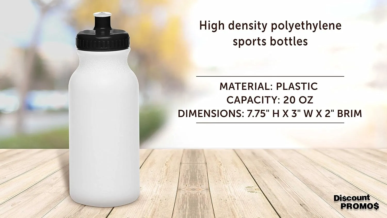 DISCOUNT PROMOS White Water Bottles with Push Cap, 10 pack, 20 oz, Reusable BPA FREE Squeezable Bottles in Bulk, White Black