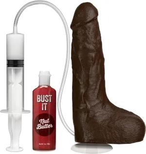 Doc Johnson Bust It - Squirting Realistic FIRMSKYN Dildo with Removable Vac-U-Lock Suction Cup - F-Machine and Harness Compatible - for Adults Only, Chocolate