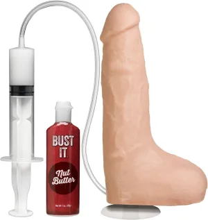 Doc Johnson Bust It - Squirting Realistic FIRMSKYN Dildo with Removable Vac-U-Lock Suction Cup - F-Machine and Harness Compatible - for Adults Only, Vanilla