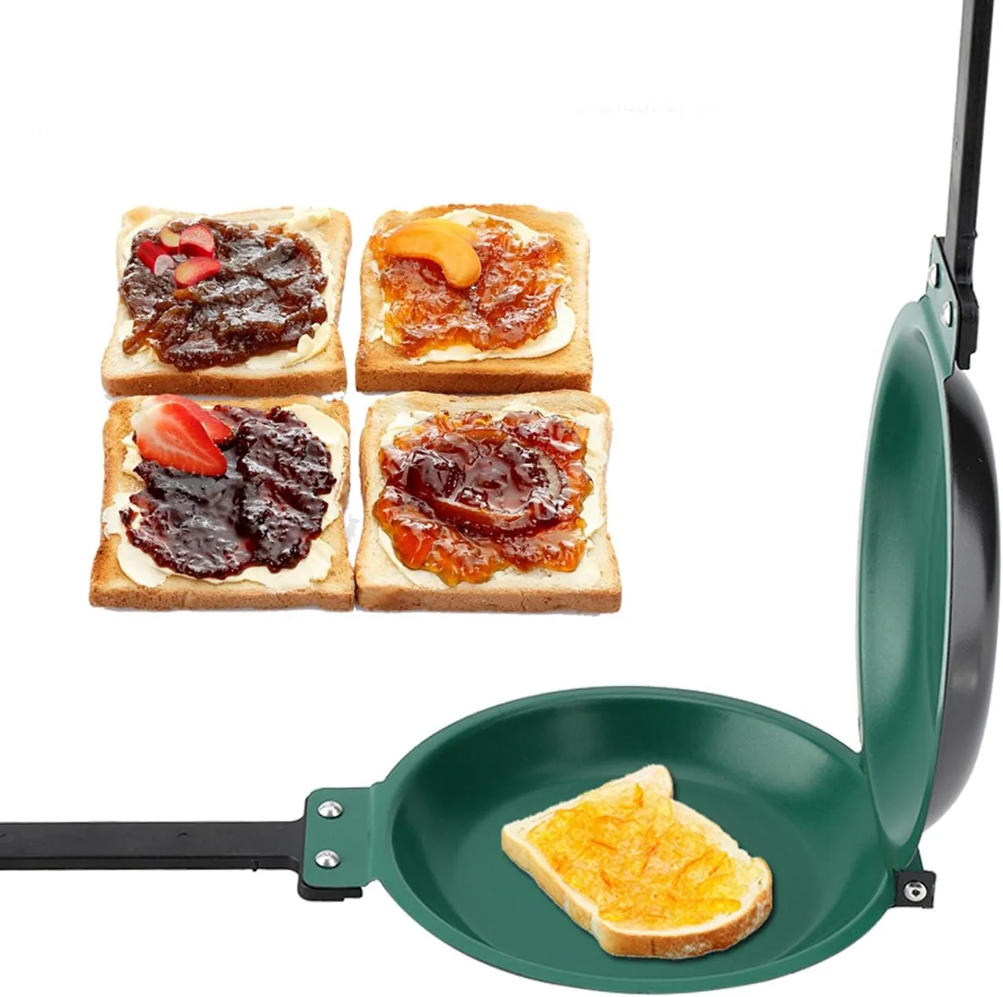 Double Sided Frying Pan, Non Stick Flip Folding Frying Pan Double Sided Ceramic Coated Frying Pan Non Stick Pan Heat Evenly On Both Sides for Pancakes Toasts Omelettes